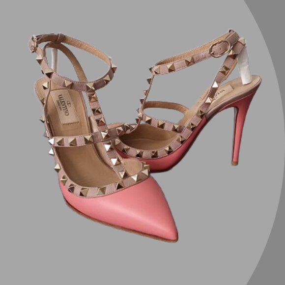 VALENTINO GARAVANI ROCKSTUD MATTE PINK NUDE W/BOX CAGE PUMPS EUR 38 US 7.5 - Picture 3 of 12